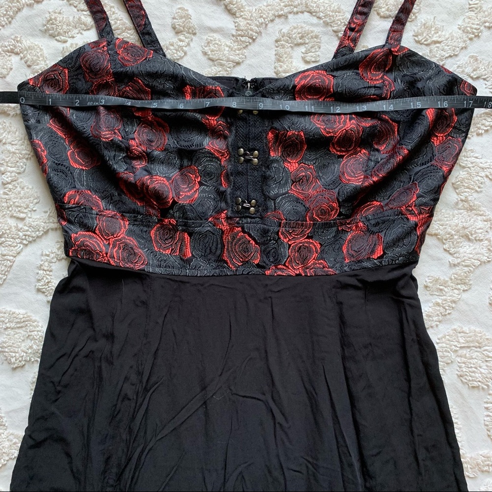 Royal Bones Red Black Rose Dress medium - Picture 4 of 15